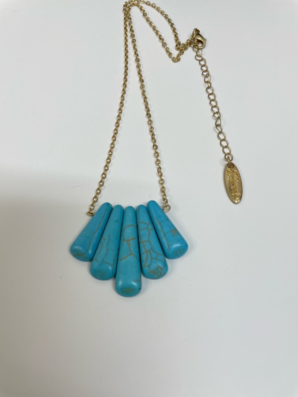 Plunder Gold-Tone Necklace with Turquoise Teardrop Spikes